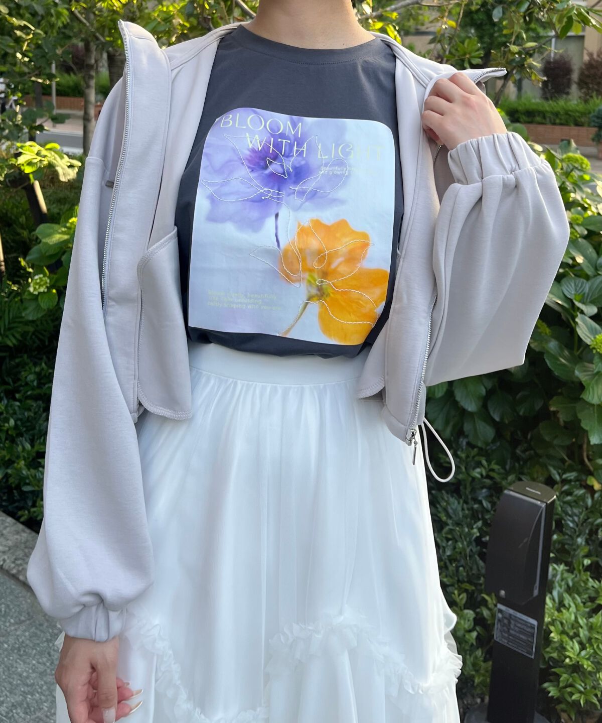 アンドクチュール「ロゴ刺繍ZIPパーカー」|パーカー|