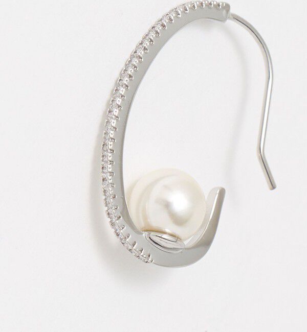 UNITED ARROWS「パヴェ＆イミテーションパール フックピアス」|ピアス|