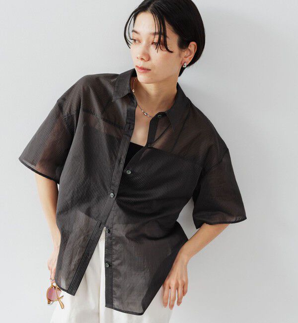 UNITED ARROWS green label relaxing「［size SHORTあり］リボンハイウエストシャツ」|シャツ・ブラウス|