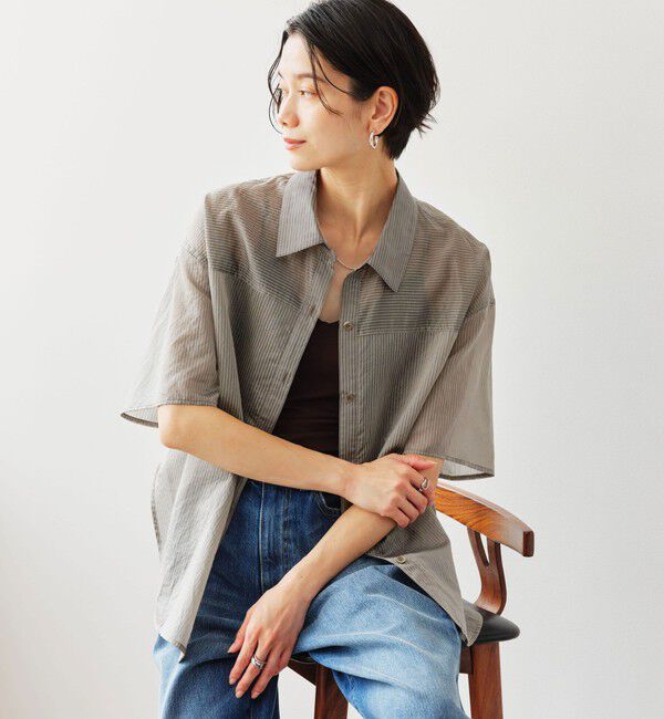 UNITED ARROWS green label relaxing「［size SHORTあり］リボンハイウエストシャツ」|シャツ・ブラウス|