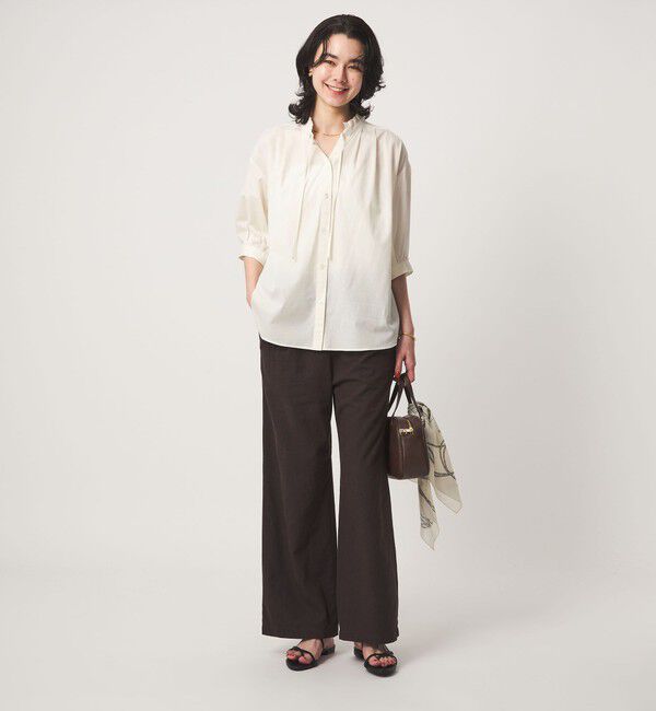 UNITED ARROWS green label relaxing「フリル ネック ショートスリーブ ブラウス」|シャツ・ブラウス|