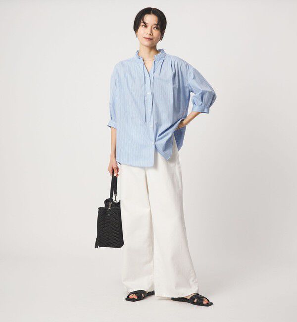 UNITED ARROWS green label relaxing「フリル ネック ショートスリーブ ブラウス」|シャツ・ブラウス|