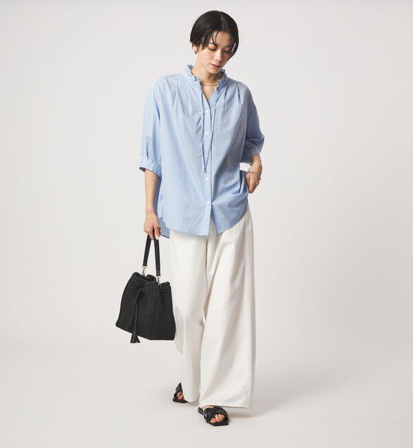 UNITED ARROWS green label relaxing「フリル ネック ショートスリーブ ブラウス」|シャツ・ブラウス|