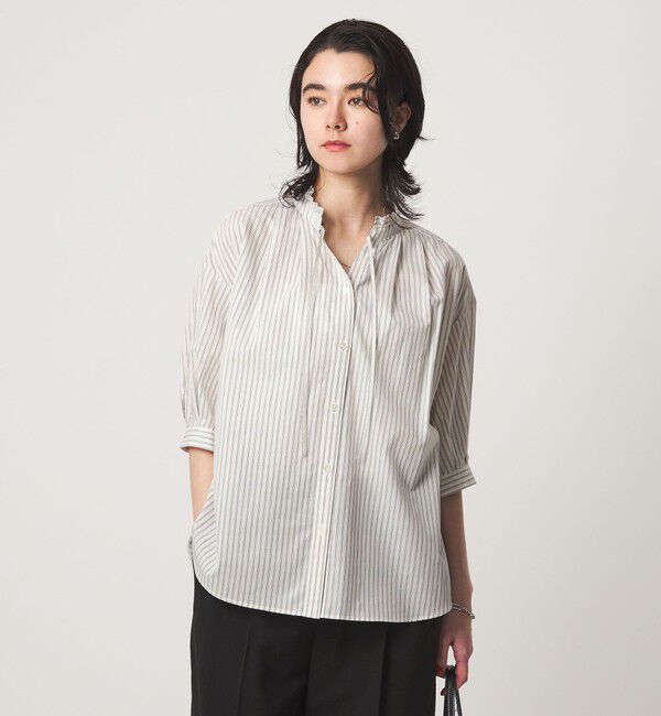 UNITED ARROWS green label relaxing「フリル ネック ショートスリーブ ブラウス」|シャツ・ブラウス|