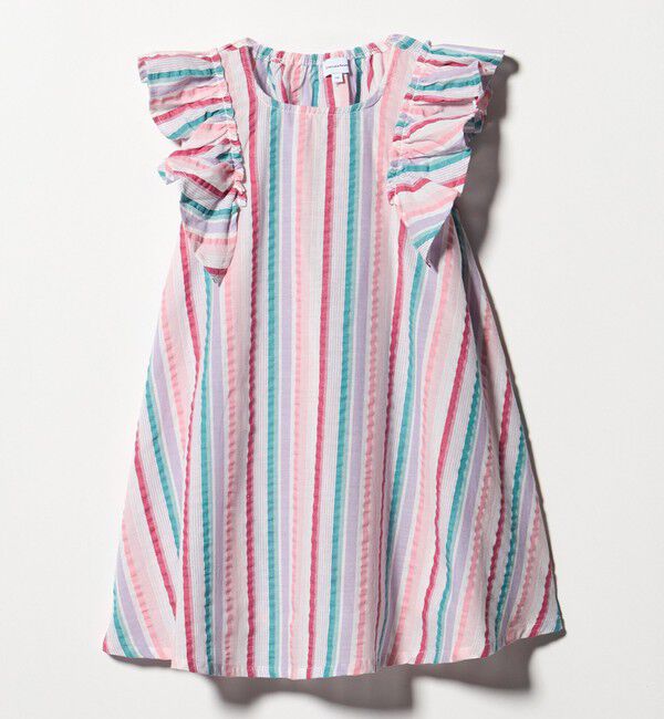 UNITED ARROWS green label relaxing「ストライプ ラッフル ワンピース / キッズ 100cm-130cm」|ワンピース|