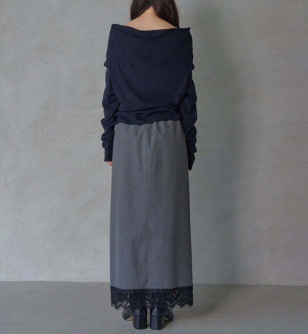EMMEL REFINES「＜EMMEL REFINES＞EM レースストライプ Iライン スカート」|スカート|