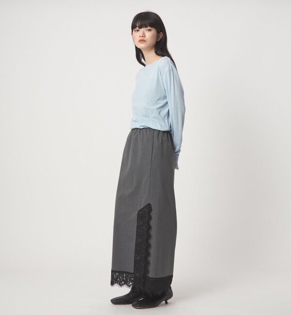 EMMEL REFINES「＜EMMEL REFINES＞EM レースストライプ Iライン スカート」|スカート|