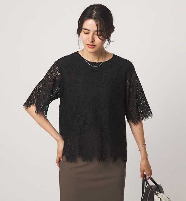 UNITED ARROWS green label relaxing「レース 5分袖 ブラウス」|シャツ・ブラウス|