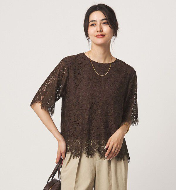 UNITED ARROWS green label relaxing「レース 5分袖 ブラウス」|シャツ・ブラウス|