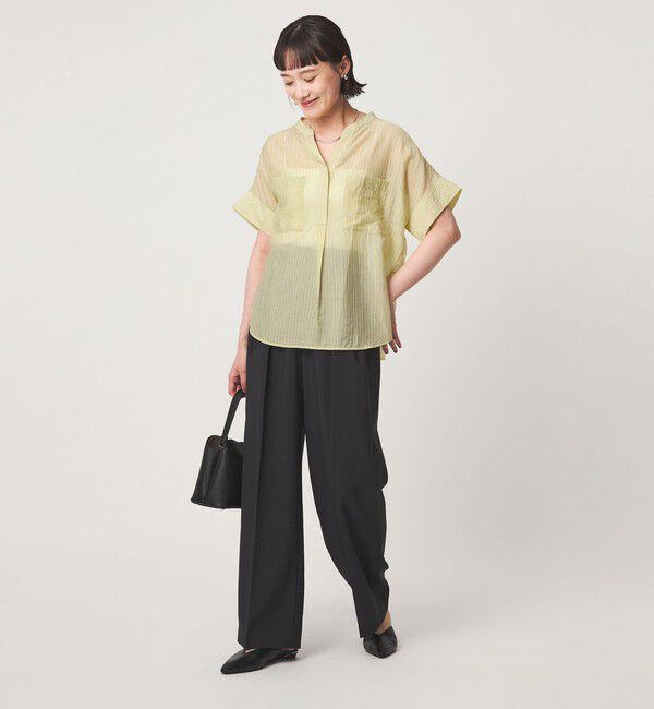 UNITED ARROWS green label relaxing「シアー ストライプ ポケット ショートスリーブ ブラウス」|シャツ・ブラウス|