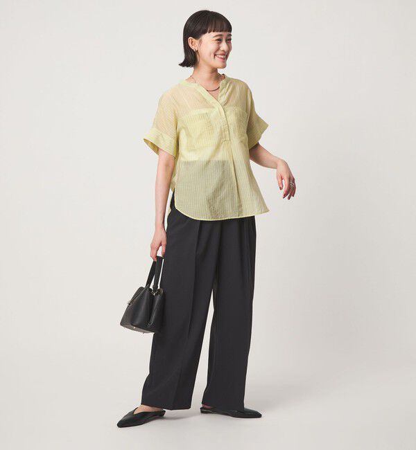 UNITED ARROWS green label relaxing「シアー ストライプ ポケット ショートスリーブ ブラウス」|シャツ・ブラウス|