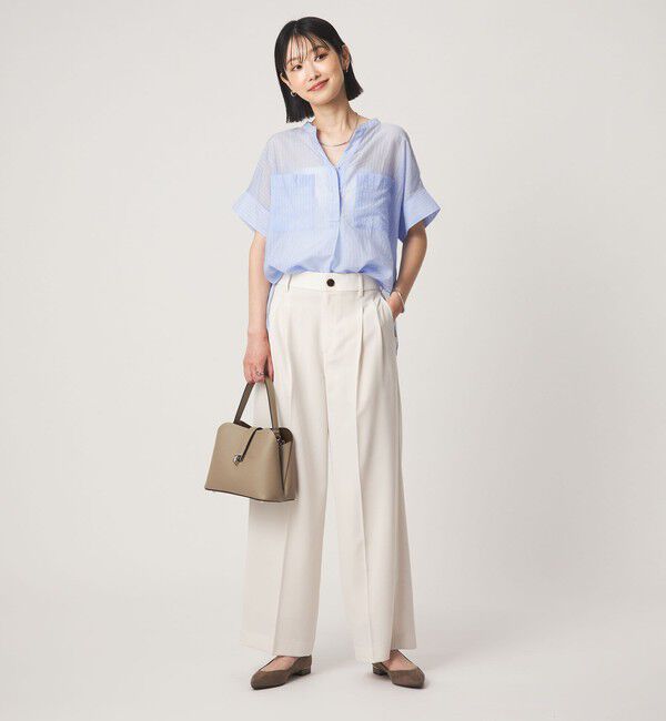 UNITED ARROWS green label relaxing「シアー ストライプ ポケット ショートスリーブ ブラウス」|シャツ・ブラウス|