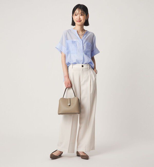 UNITED ARROWS green label relaxing「シアー ストライプ ポケット ショートスリーブ ブラウス」|シャツ・ブラウス|