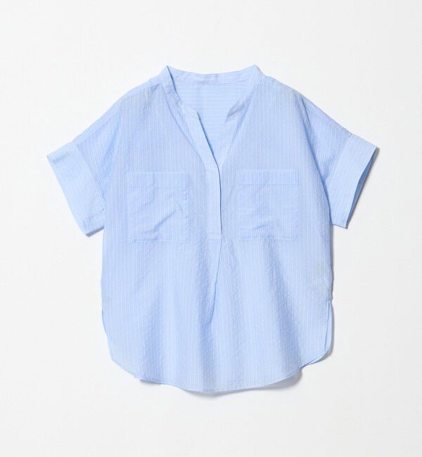 UNITED ARROWS green label relaxing「シアー ストライプ ポケット ショートスリーブ ブラウス」|シャツ・ブラウス|