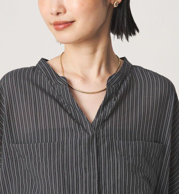 UNITED ARROWS green label relaxing「シアー ストライプ ポケット ショートスリーブ ブラウス」|シャツ・ブラウス|