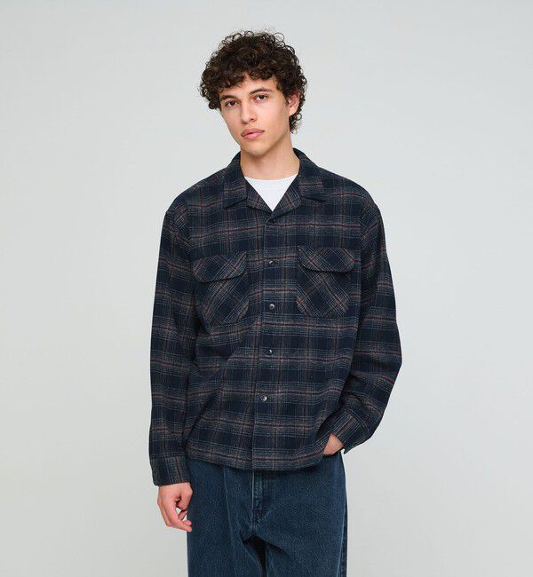 UNITED ARROWS green label relaxing「【別注】＜PENDLETON＞チェック オープンカラー 長袖 シャツ」|シャツ・ブラウス|BLACK