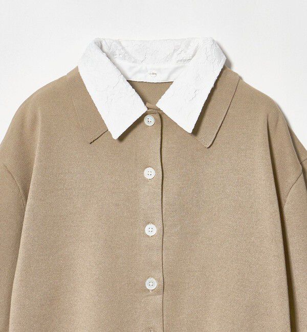 UNITED ARROWS green label relaxing「2WAY レース ポロ襟 5分袖 ニット カーディガン」|カーディガン|