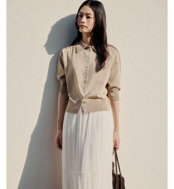 UNITED ARROWS green label relaxing「2WAY レース ポロ襟 5分袖 ニット カーディガン」|カーディガン|