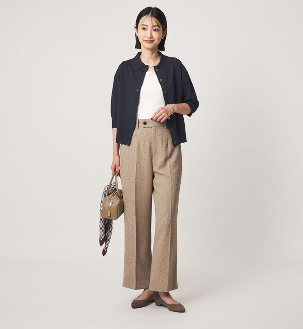 UNITED ARROWS green label relaxing「2WAY レース ポロ襟 5分袖 ニット カーディガン」|カーディガン|