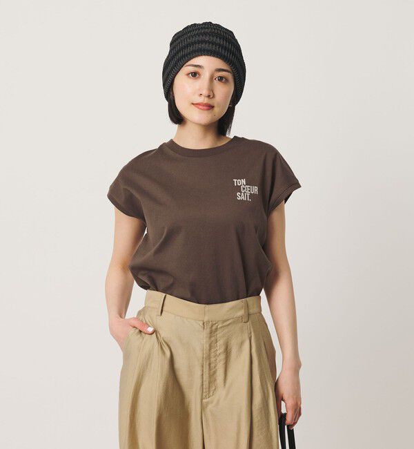 BEAUTY&YOUTH UNITED ARROWS「コットン ロゴプリント フレンチスリーブ Tシャツ」|Tシャツ・カットソー|