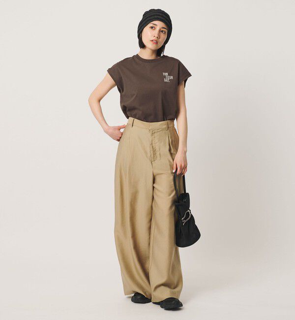 BEAUTY&YOUTH UNITED ARROWS「コットン ロゴプリント フレンチスリーブ Tシャツ」|Tシャツ・カットソー|