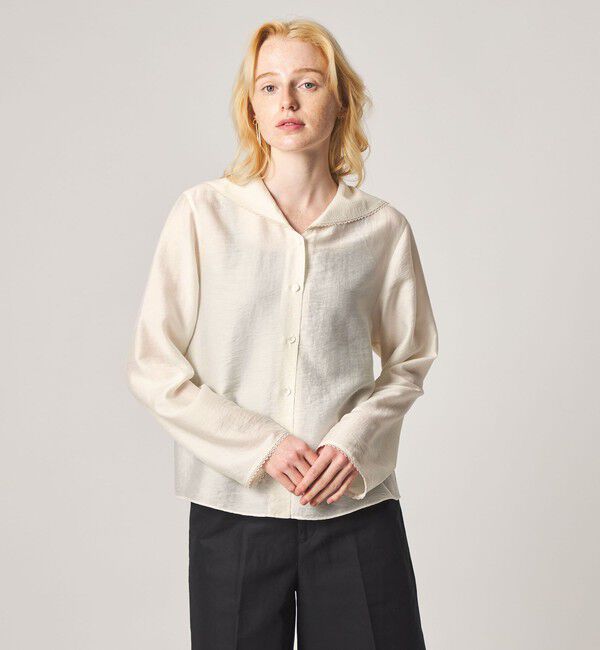 STEVEN ALAN「＜Steven Alan＞レース セーラーカラー ブラウス」|シャツ・ブラウス|OFF WHITE