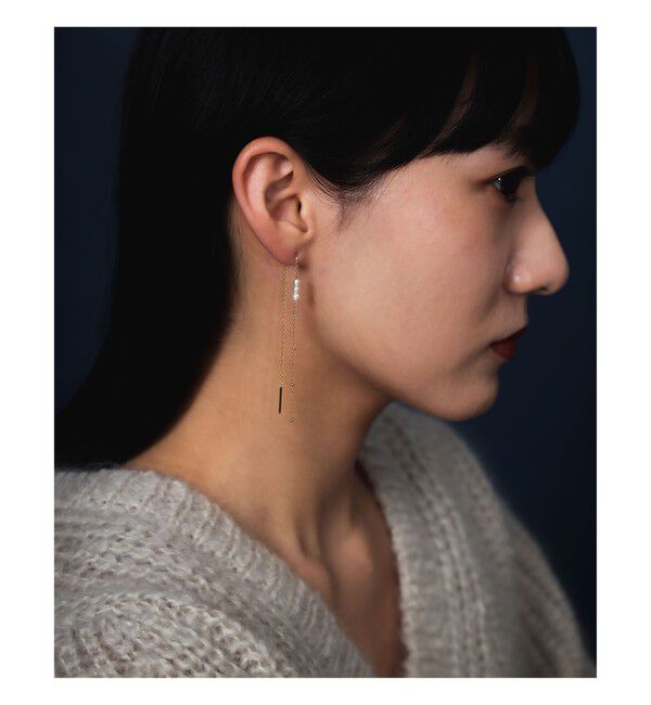 Demi-Luxe BEAMS 「Hirotaka &times; Demi-Luxe BEAMS / 別注 チェーン パール ピアス」|ピアス|GOLD