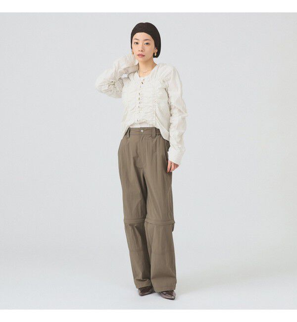 Ray BEAMS 「ストライプ シャーリング Vネック ブラウス」|シャツ・ブラウス|