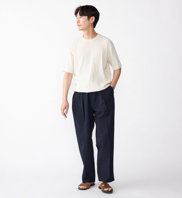 SHIPS「SHIPS:〈手洗い可能〉リネン バスケット ニット Tシャツ」|Tシャツ・カットソー|