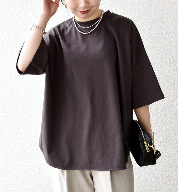 SHIPS any「SHIPS any:〈接触冷感/汗染み防止加工/洗濯機可能〉ラウンドヘム クルー ビッグ TEE」|Tシャツ・カットソー|