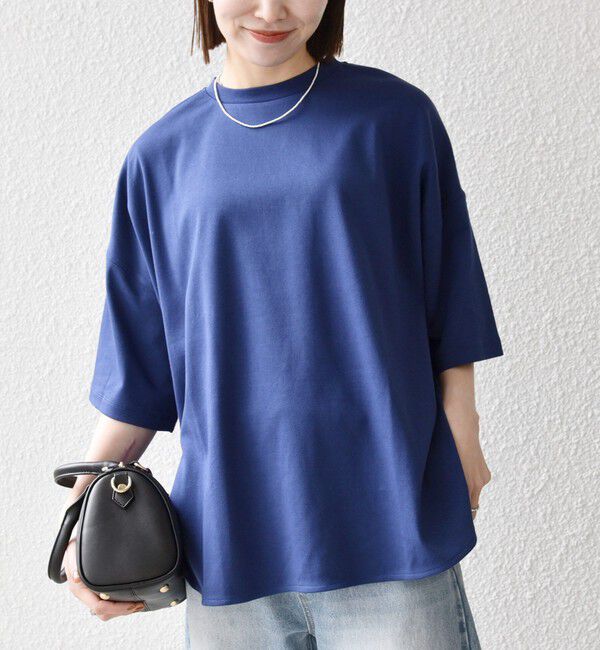 SHIPS any「SHIPS any:〈接触冷感/汗染み防止加工/洗濯機可能〉ラウンドヘム クルー ビッグ TEE」|Tシャツ・カットソー|