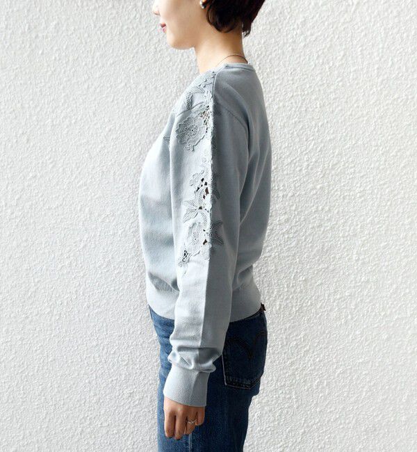 SHIPS for women「【WEB限定】〈手洗い可能〉ショルダー レース コンビ ニット プルオーバー」|ニット・セーター|