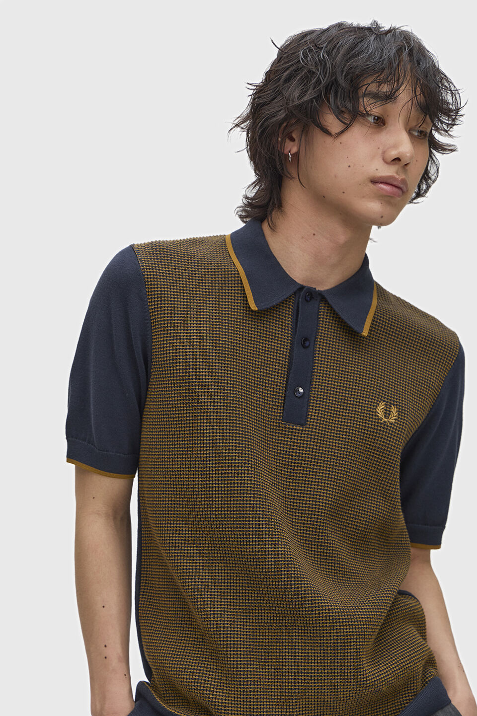 FRED PERRY 「Tonic Waffle Knitted Shirt ／トニックワッフルニットポロシャツ」|ポロシャツ|NAVY