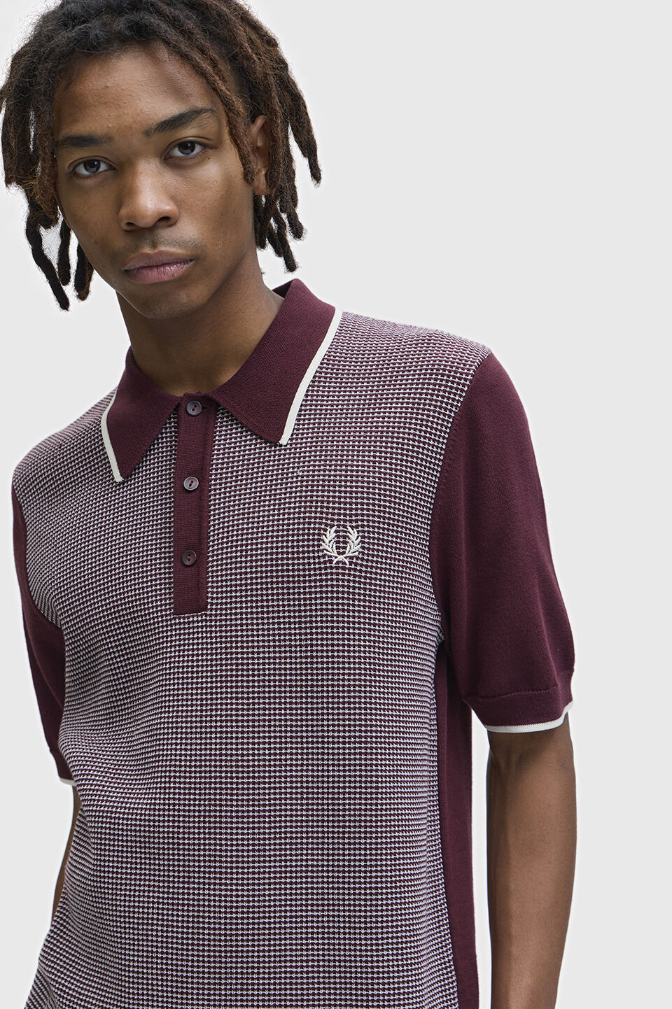 FRED PERRY 「Tonic Waffle Knitted Shirt ／トニックワッフルニットポロシャツ」|ポロシャツ|OX BLOOD