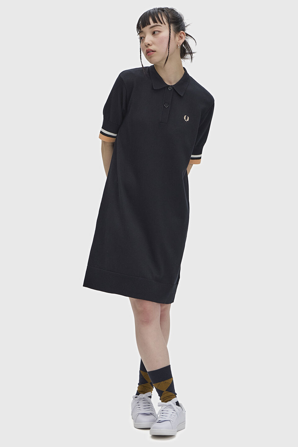 FRED PERRY 「Bold Tipped Knitted Shirt Dress／ボールドティップラインニットシャツワンピース」|ワンピース|