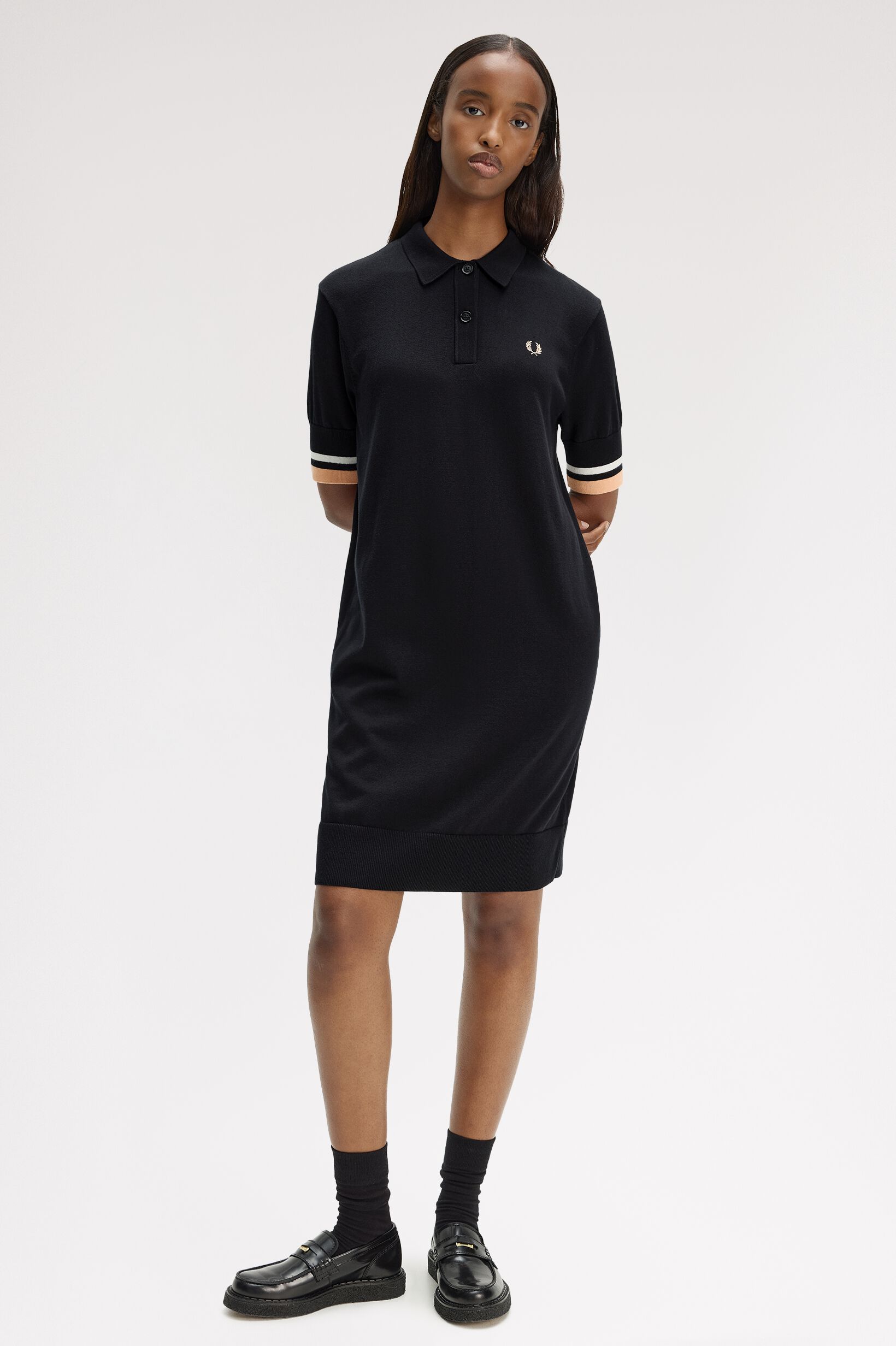 FRED PERRY 「Bold Tipped Knitted Shirt Dress／ボールドティップラインニットシャツワンピース」|ワンピース|