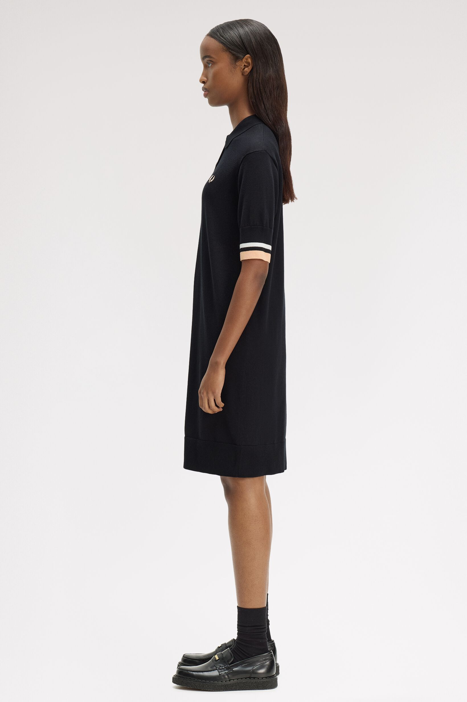 FRED PERRY 「Bold Tipped Knitted Shirt Dress／ボールドティップラインニットシャツワンピース」|ワンピース|