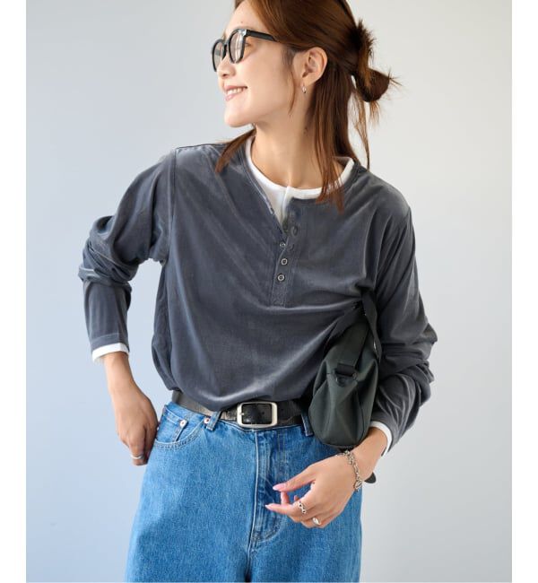OUTDOOR PRODUCTS Usual Things「≪予約≫シアーベロアレイヤードライクトップス」|Tシャツ・カットソー|グレー