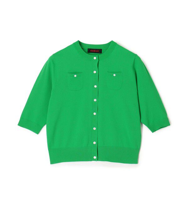 CABaN「ファインポリエステル ハーフスリーブポケットカーディガン」|カーディガン|53 グリーン