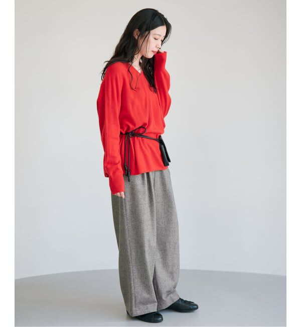 IENA「《予約》ツイードタックフォルムパンツ」|スラックス|