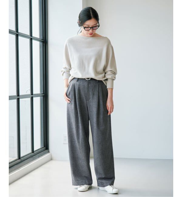 IENA「《予約》ツイードタックフォルムパンツ」|スラックス|