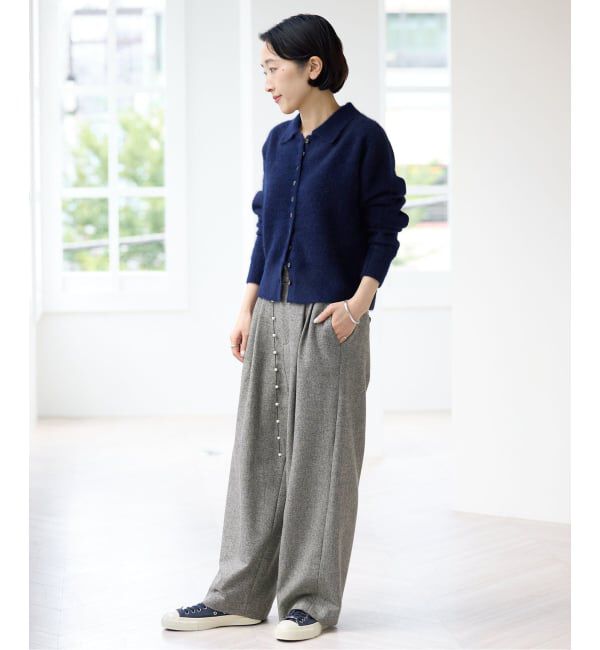 IENA「《予約》ツイードタックフォルムパンツ」|スラックス|