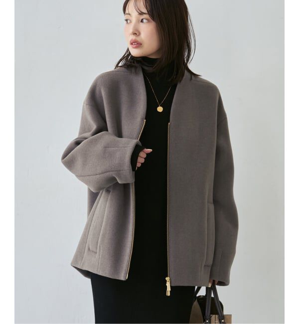 NOBLE「《予約》MTR VカラーZIPコート」|ノーカラーコート|