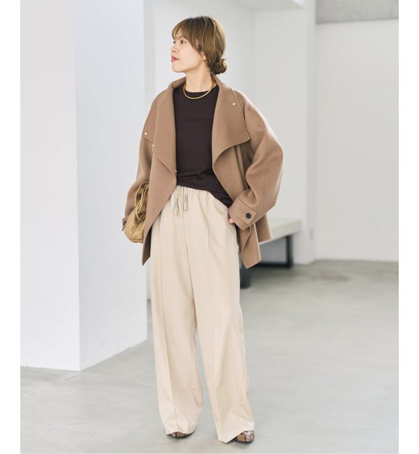 Spick and Span「《予約》ビーバーニュアンスカラーショートコート」|ノーカラーコート|