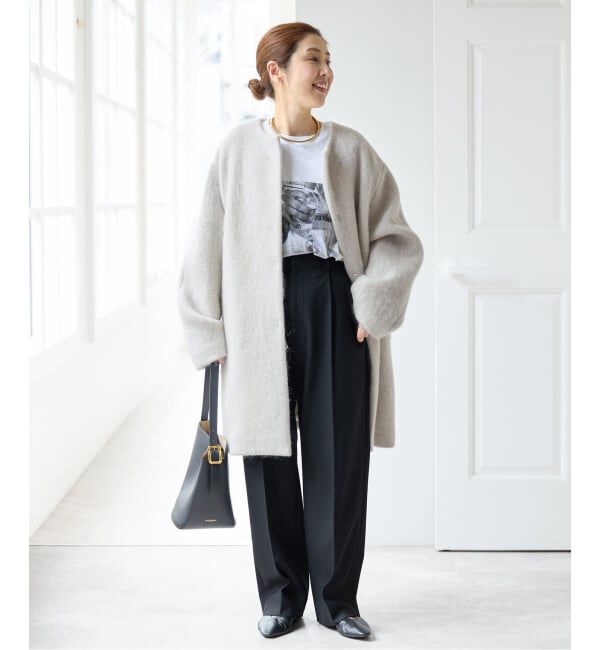 Spick and Span「《予約》ノーカラーコクーンシャギーコート」|ノーカラーコート|
