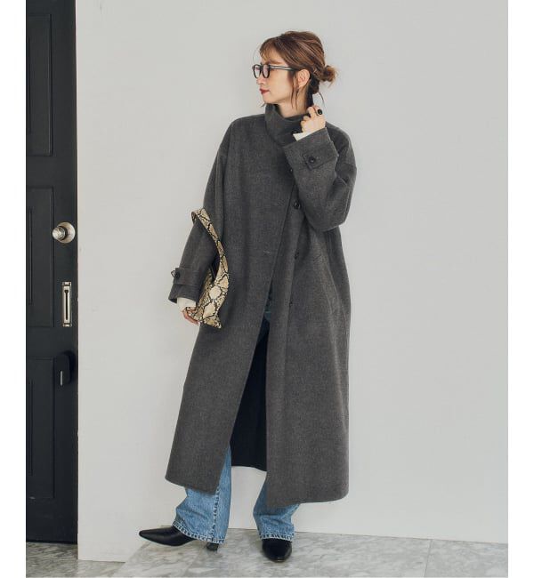 Spick and Span「《予約》スタンドカラーリバーロングコート」|ノーカラーコート|