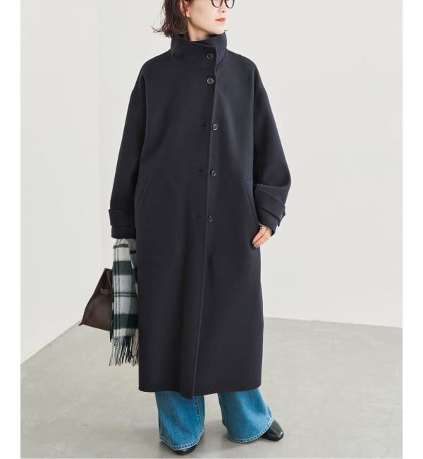 Spick and Span「《予約》スタンドカラーリバーロングコート」|ノーカラーコート|