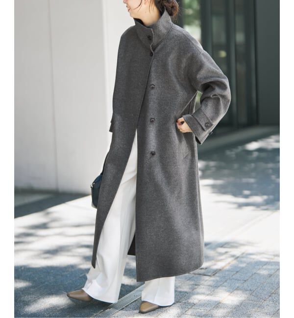 Spick and Span「《予約》スタンドカラーリバーロングコート」|ノーカラーコート|