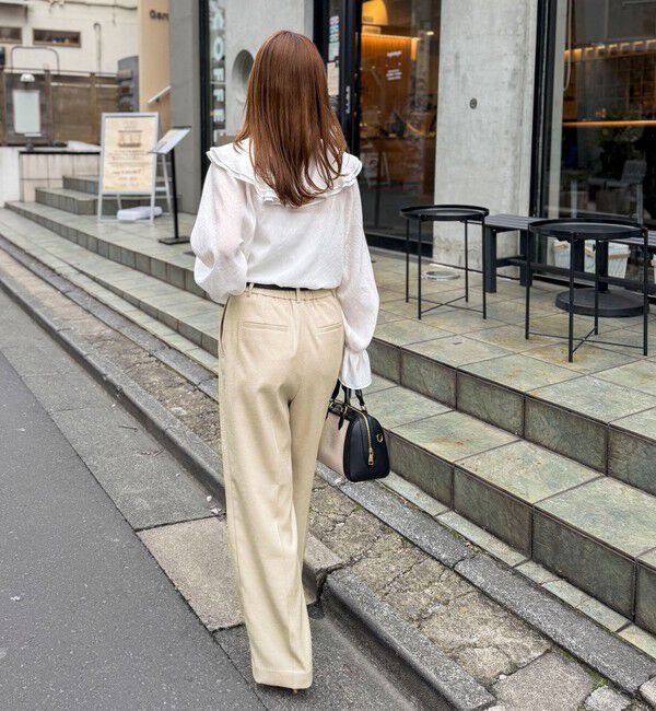 NOLLEY'S「《セットアップ対応》ウォッシャブルハイスペック麻調愛されセミワイドパンツ」|その他|