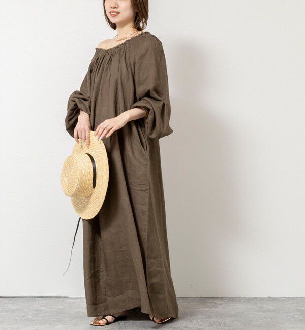 NOLLEY'S sophi「【WALANCE/ワランス】natural dye linen balloon sleeve dress」|ワンピース|ブラウン